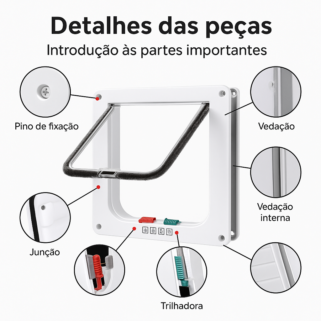 Porta Inteligente para Pets 4 Vias | Trava Segura para Cães e Gatos