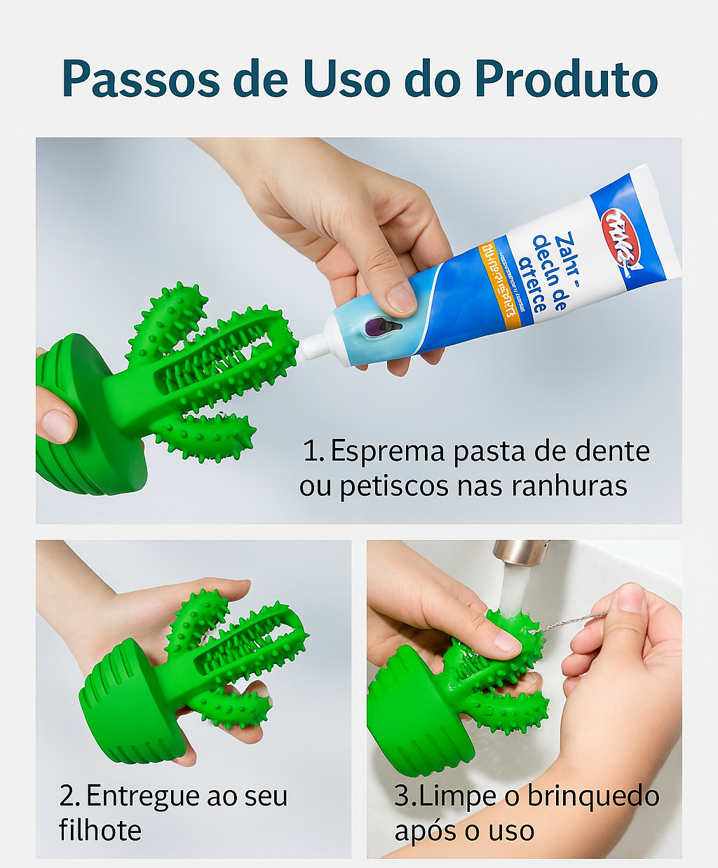 Cactus Interativo para Cães | Escova, Alívio e Diversão