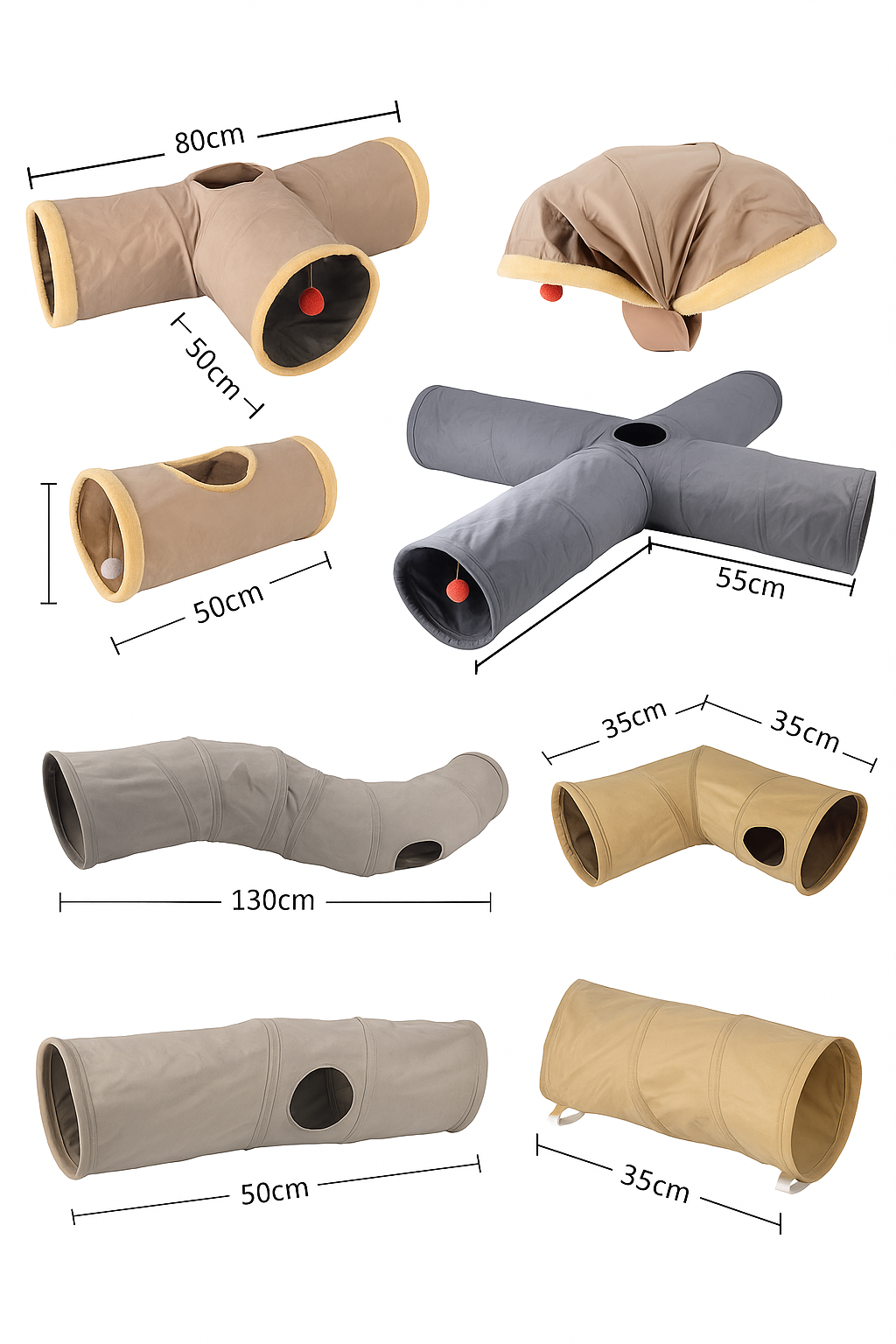 Túnel Dobrável de Camurça para Gatos e Filhotes – Inverno