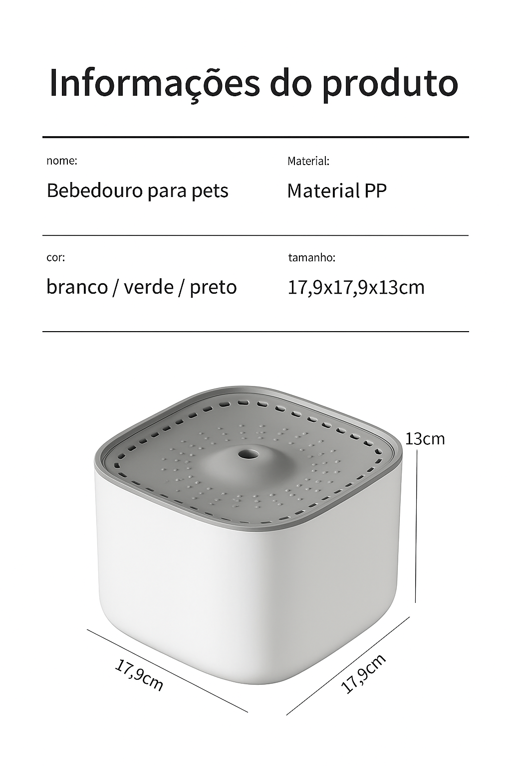 Fonte de Água Elétrica para Pets 3L | Filtragem Automática e Silenciosa