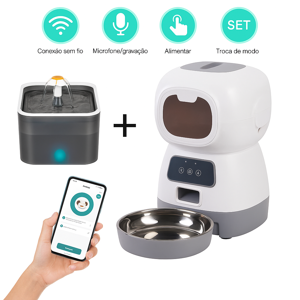 Alimentador Automático Pet Wi-Fi 3.5L | Fonte de Água Fresca