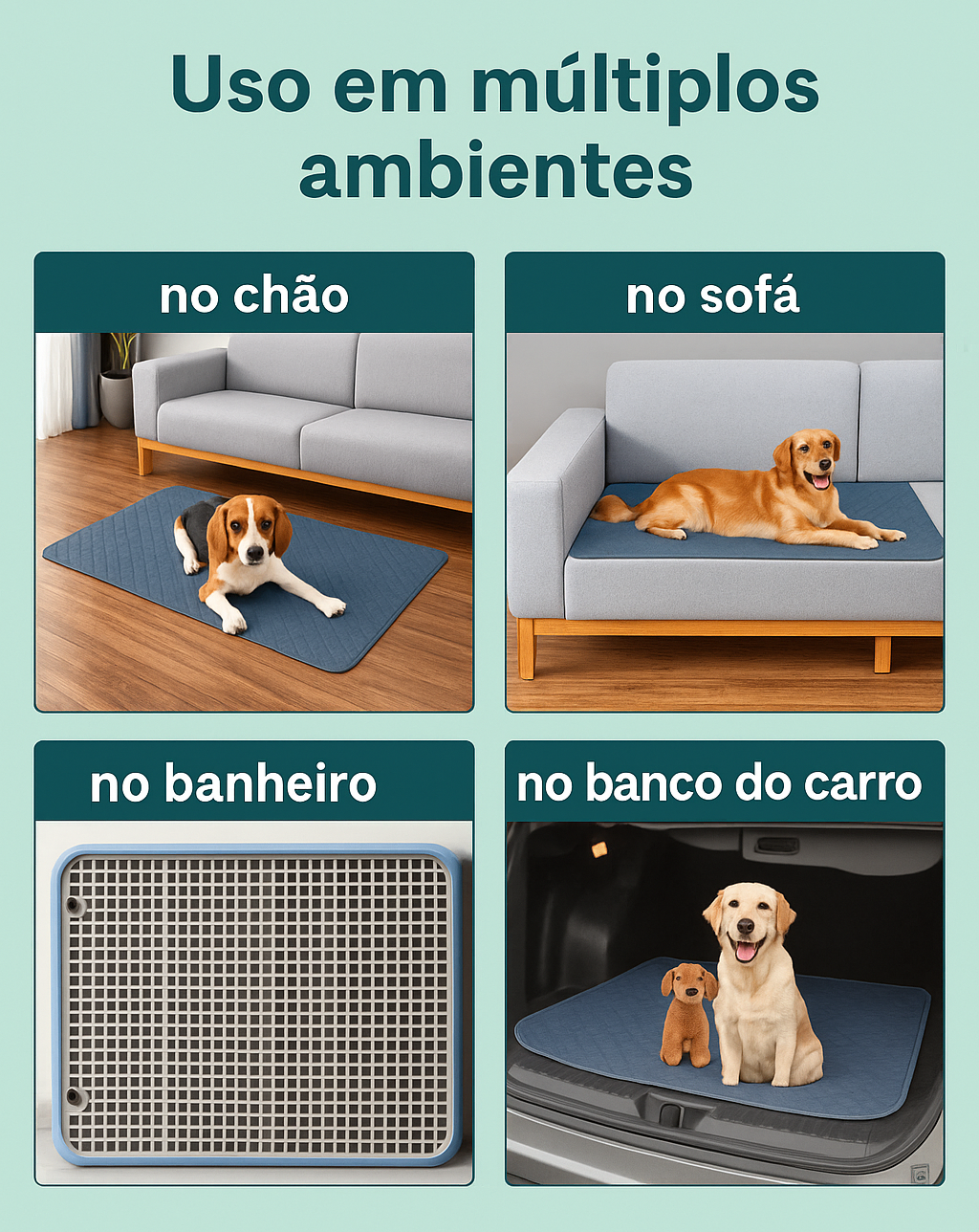 Tapete Higiênico Reutilizável p/ Cães – Lavável e Absorvente