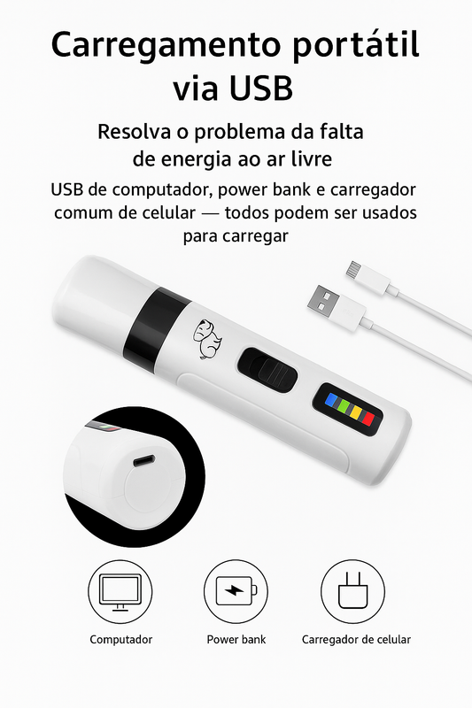 Moedor de Unhas Elétrico Pet USB - Corte Preciso e Seguro