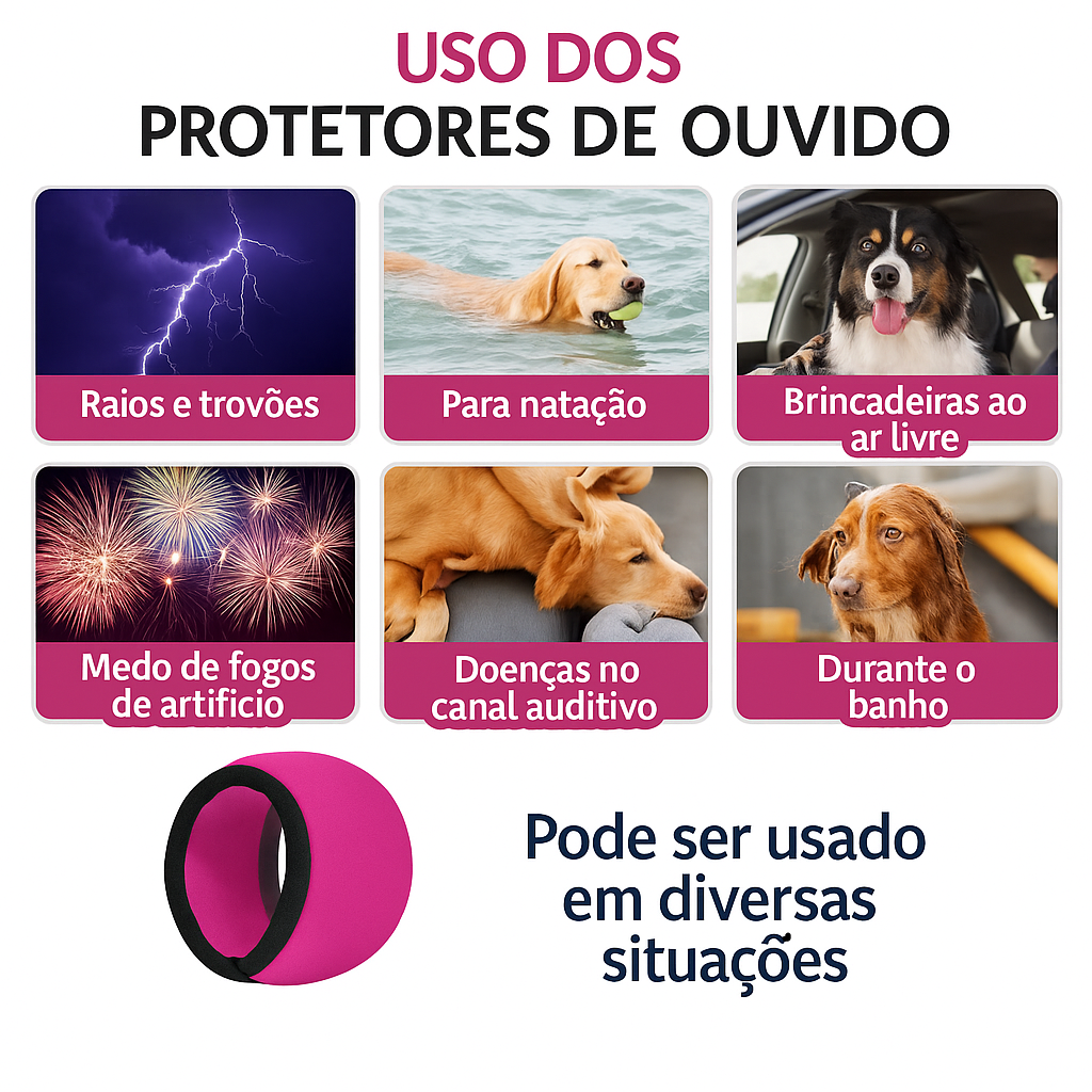 Protetor Auditivo Calmante para Cães | Reduz Ansiedade