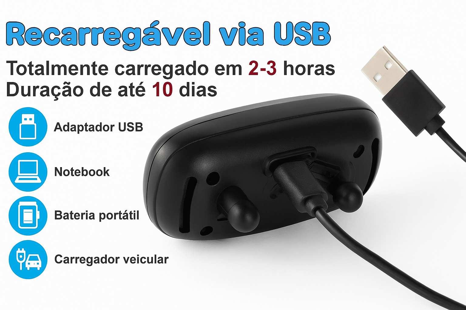 Coleira Antilatido Ultrassônica USB Ajustável p/ Cães