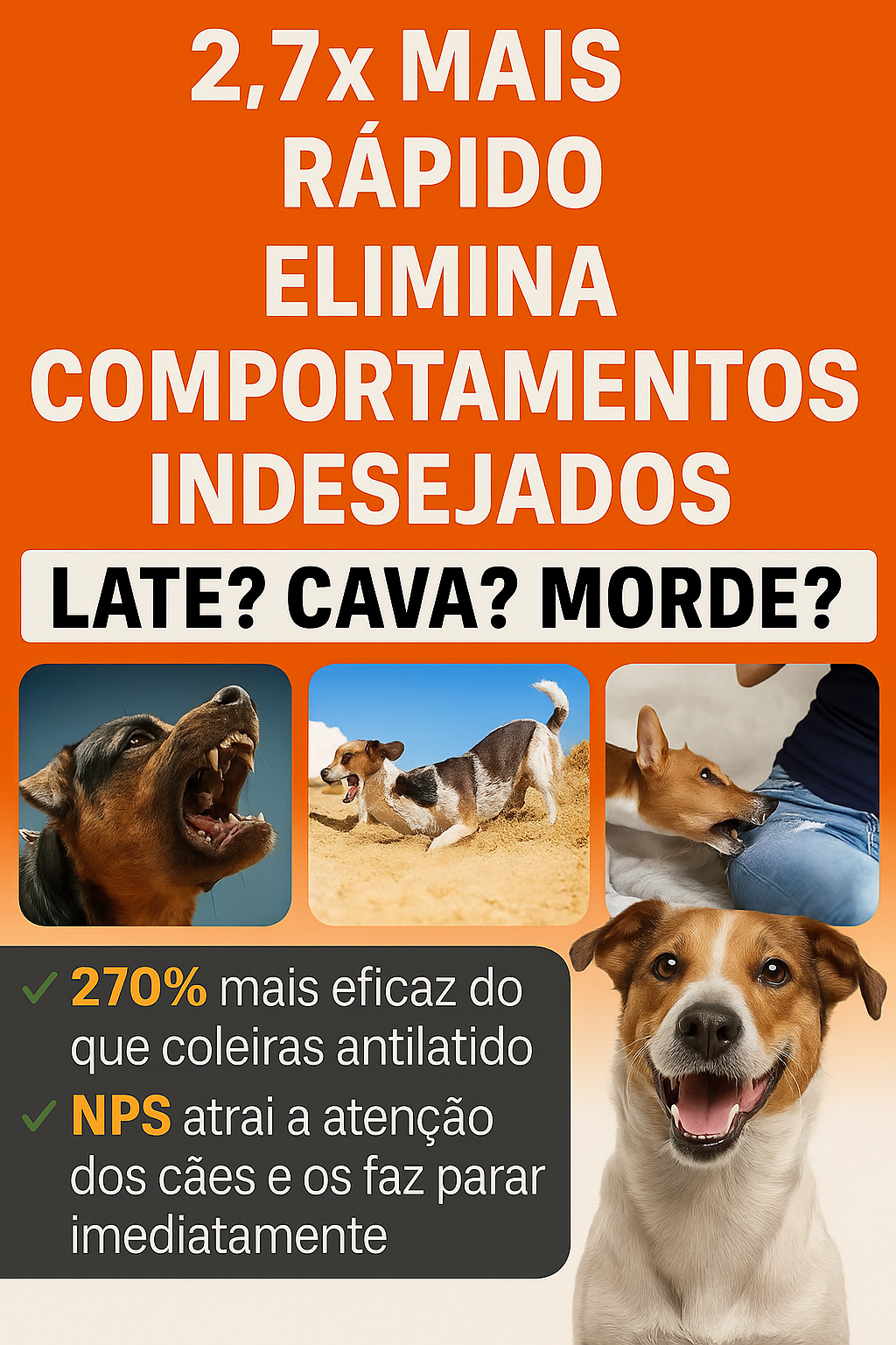 Treinador Ultrassônico para Cães Recarregável com Lanterna LED