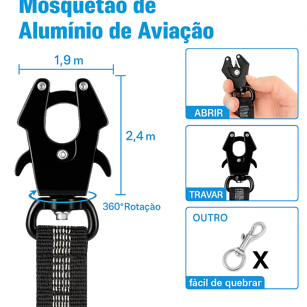 Coleira Reflexiva para Cães Grandes com Cinto de Segurança e Absorção de Impacto