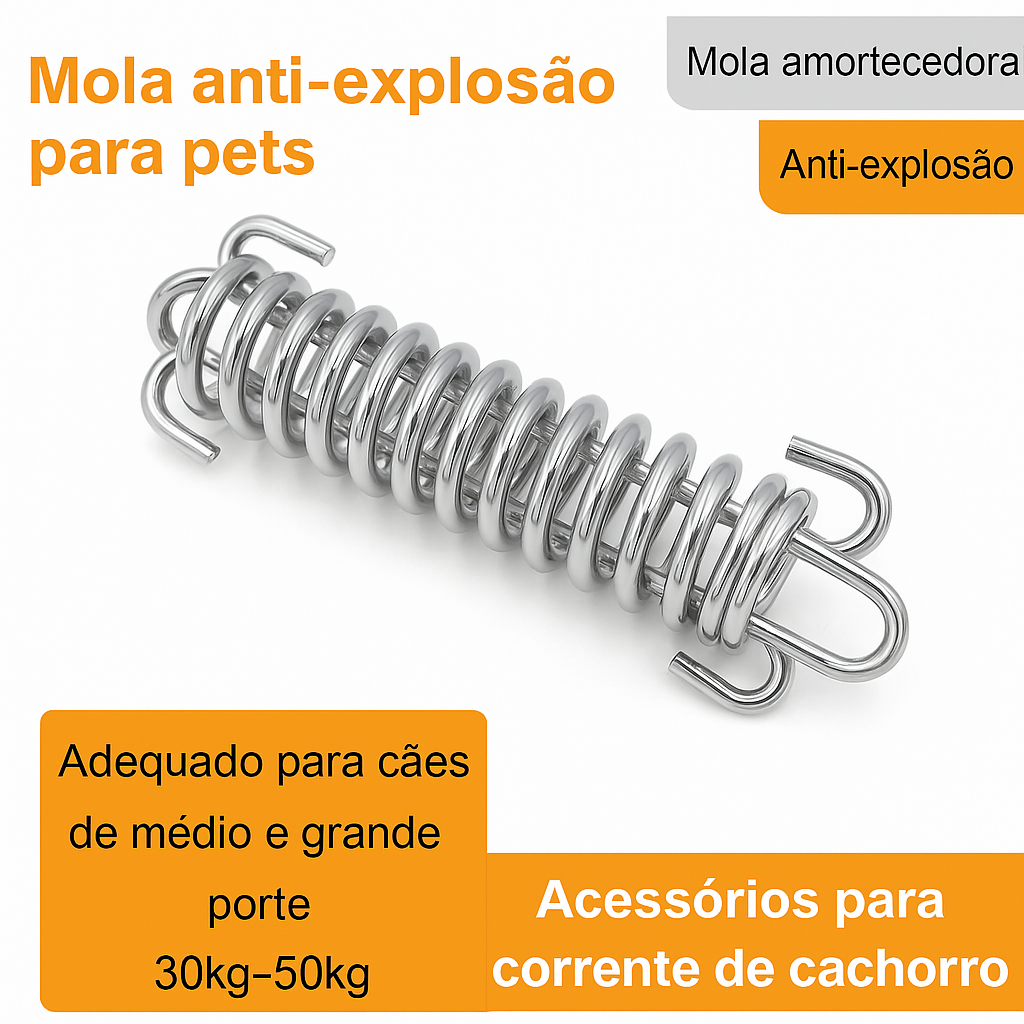 Fivela de Mola Resistente para Cães | Absorve Impactos e Segurança