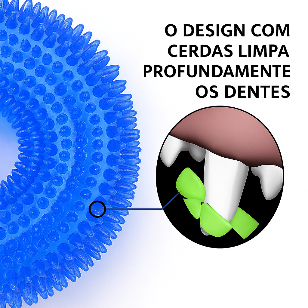 Brinquedo Interativo e Resistente p/ Cães - Limpa Dentes