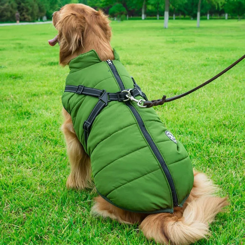 Jaqueta de Inverno p/ Cães com Arnês | Forrada e Impermeável