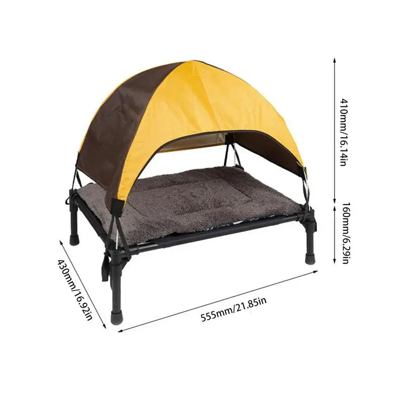Cama Elevada para Cachorro com Dossel Removível – Conforto e Proteção