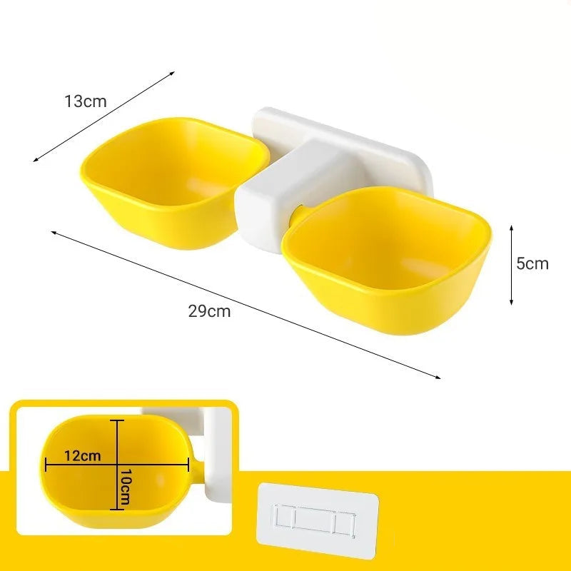 Tigela Dupla Ajustável para Pets | Fixada na Parede, Prática e Higiênica