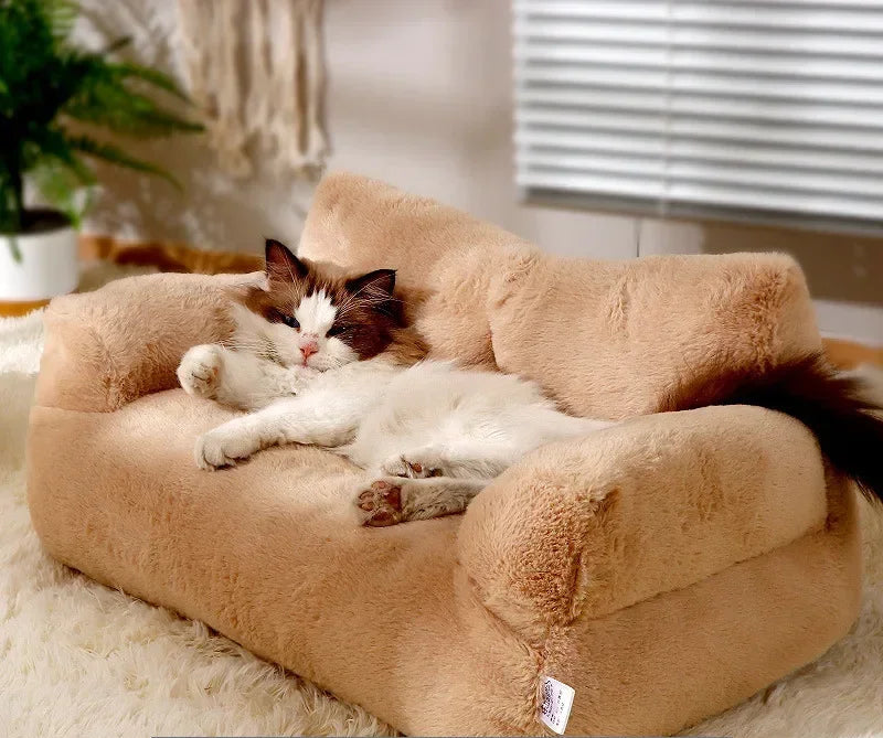 Cama Quente para Gatos e Cães | Sofá Pelúcia Confortável