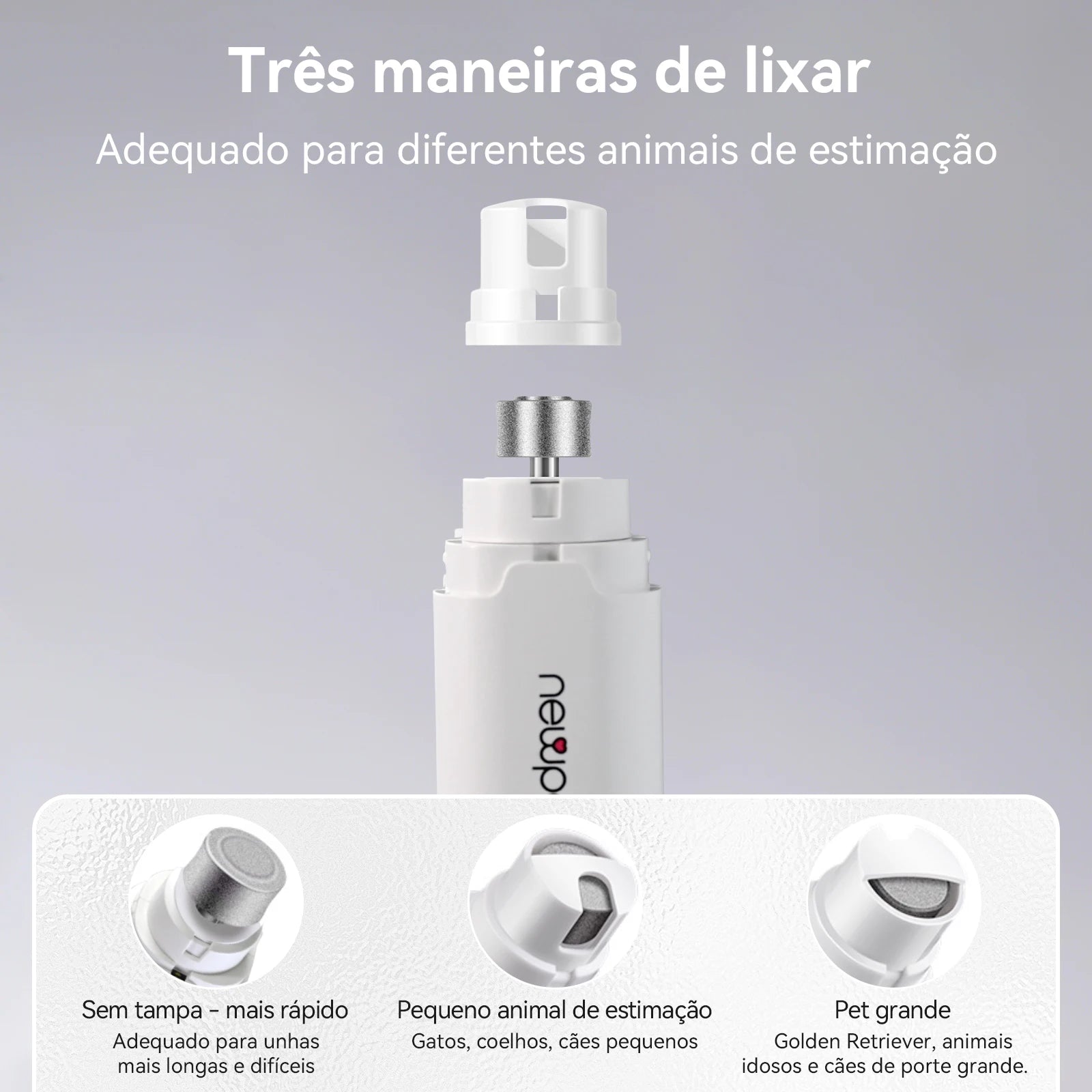 Moedor de Unhas Recarregável USB para Cães e Gatos 2 em 1