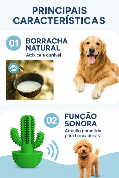 Cactus Interativo para Cães | Escova, Alívio e Diversão
