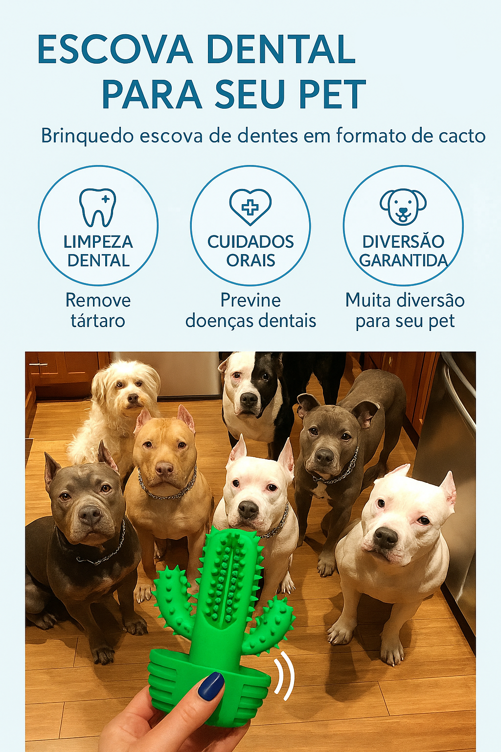 Cactus Interativo para Cães | Escova, Alívio e Diversão