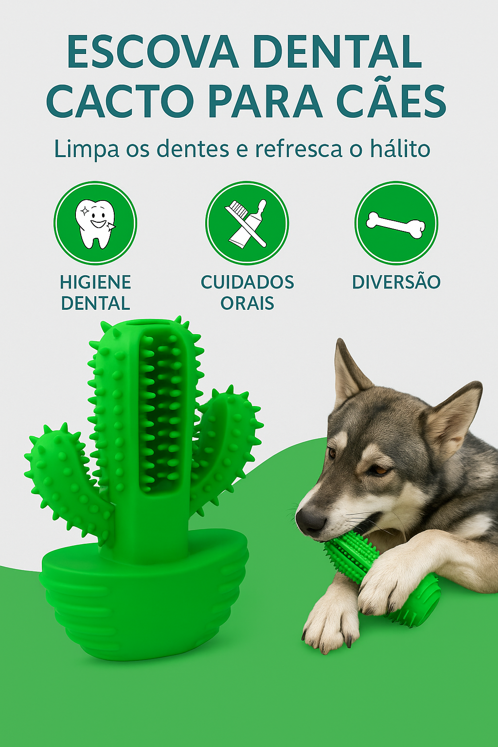 Cactus Interativo para Cães | Escova, Alívio e Diversão