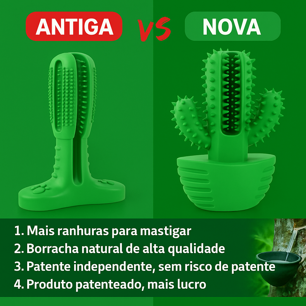 Cactus Interativo para Cães | Escova, Alívio e Diversão