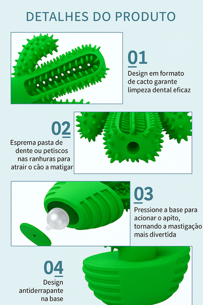 Cactus Interativo para Cães | Escova, Alívio e Diversão