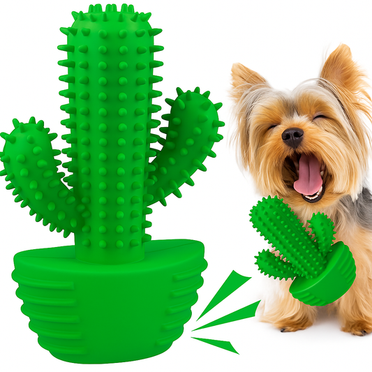Cactus Interativo para Cães | Escova, Alívio e Diversão