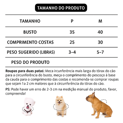 Colete de Inverno Pet | Flanela Quentinha para Cães e Gatos
