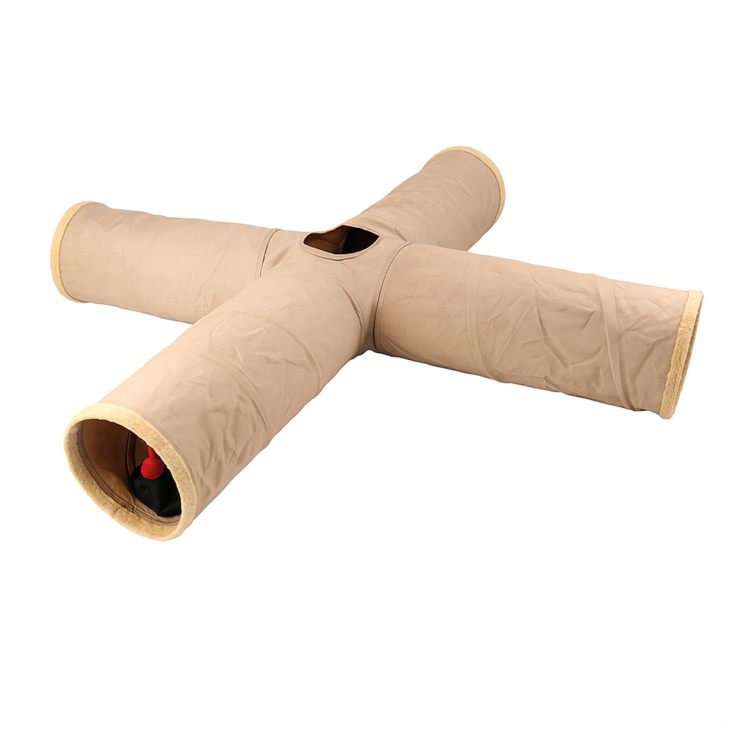 Túnel Dobrável de Camurça para Gatos e Filhotes – Inverno