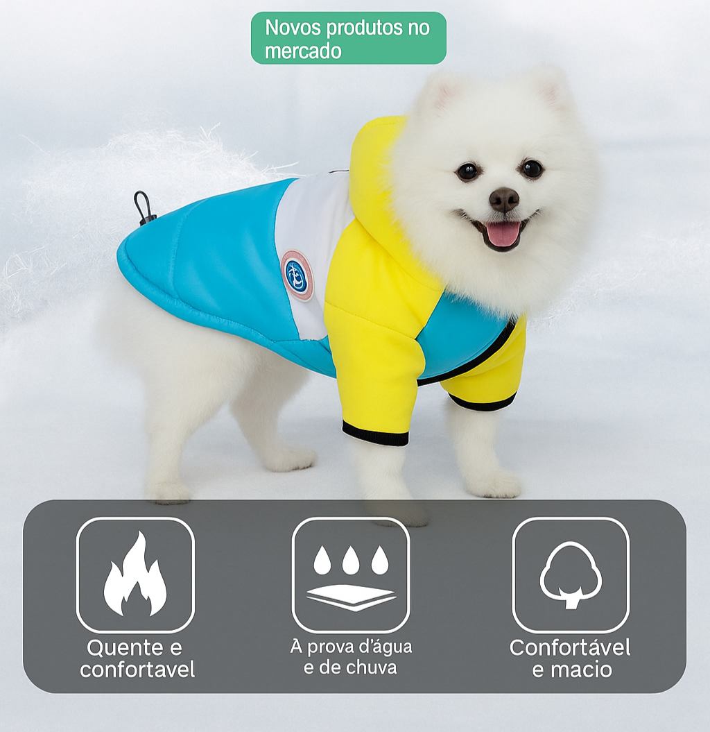 Casaco de Algodão Quente para Cães e Gatos no Inverno