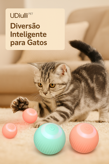 Brinquedo Bolinha Automática Interativa LED USB para Gatos e Cães