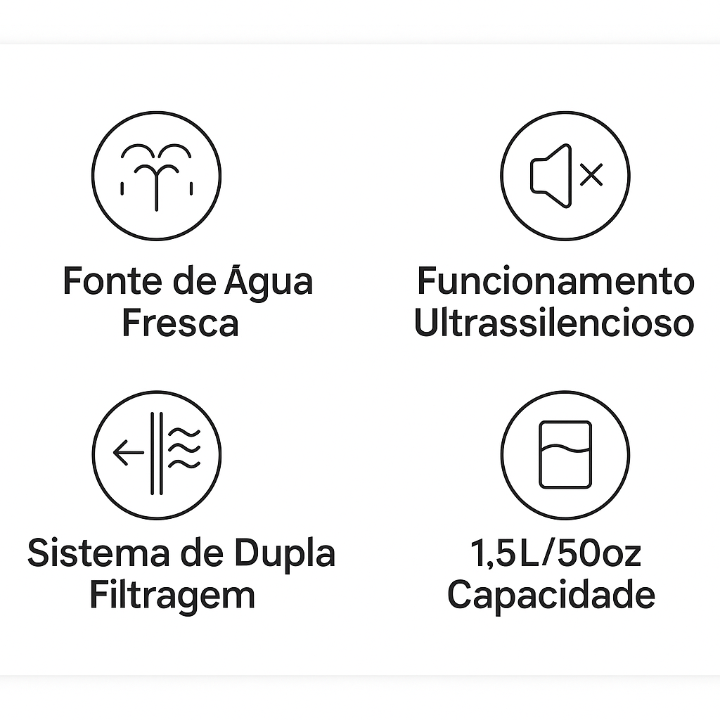 Fonte de Água Automática p/ Gatos e Cães c/ Filtro