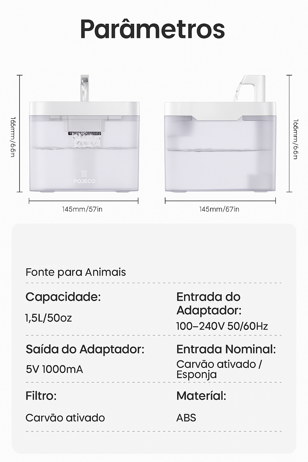 Fonte de Água Automática p/ Gatos e Cães c/ Filtro