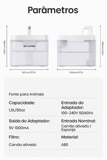 Fonte de Água Automática p/ Gatos e Cães c/ Filtro