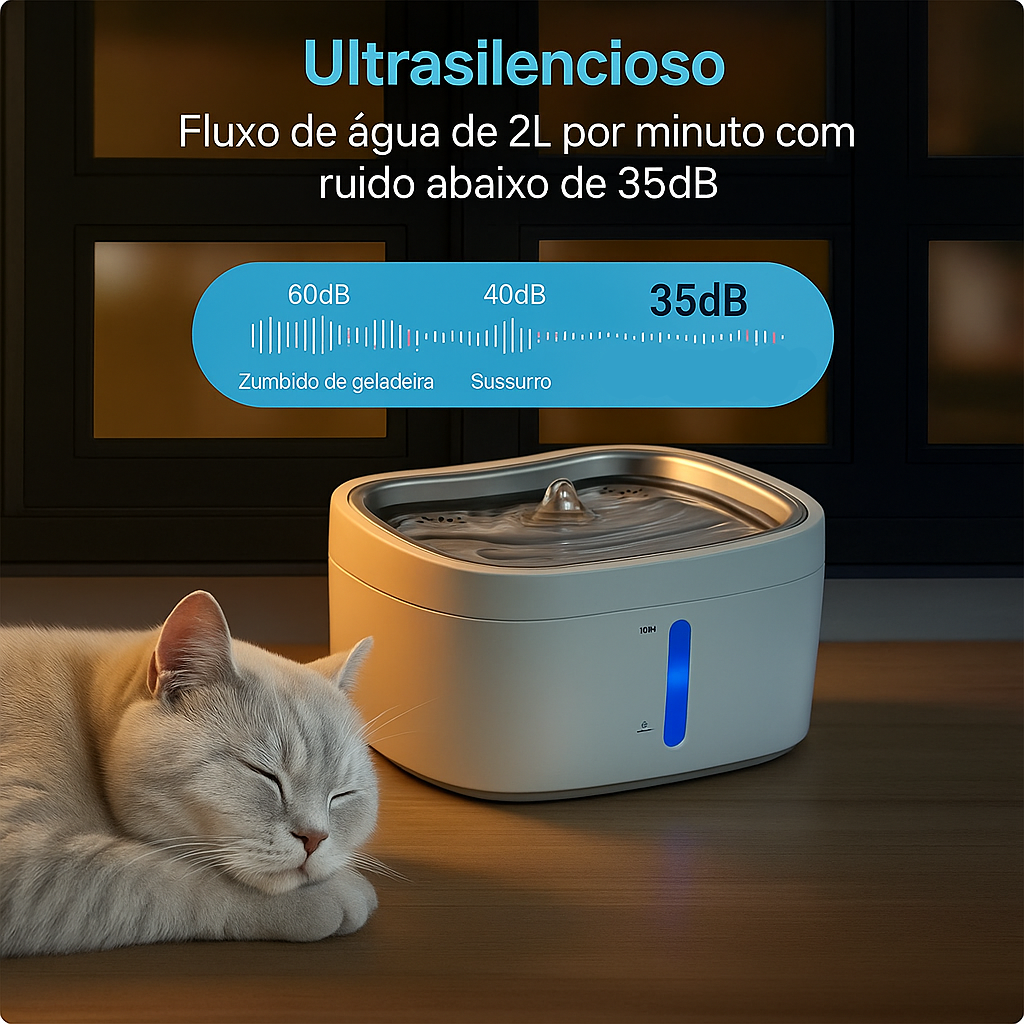 Fonte de Água Automática para pet 2,5L com Controle via App