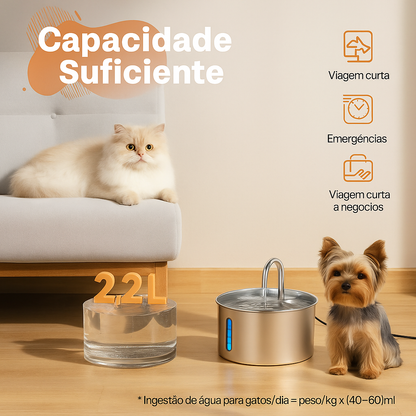 Fonte de Água Automática 2.2L Inox para Pets