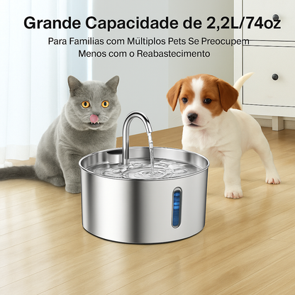 Fonte de Água Automática 2.2L Inox para Pets