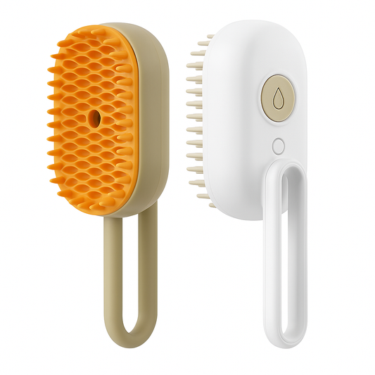 Escova a Vapor 3 em 1 para Pets – Limpa, Massageia e Remove Pelos