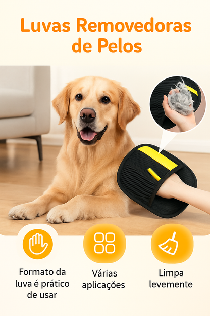 Luvas Removedoras de Pelos para Cães e Gatos – Reutilizável