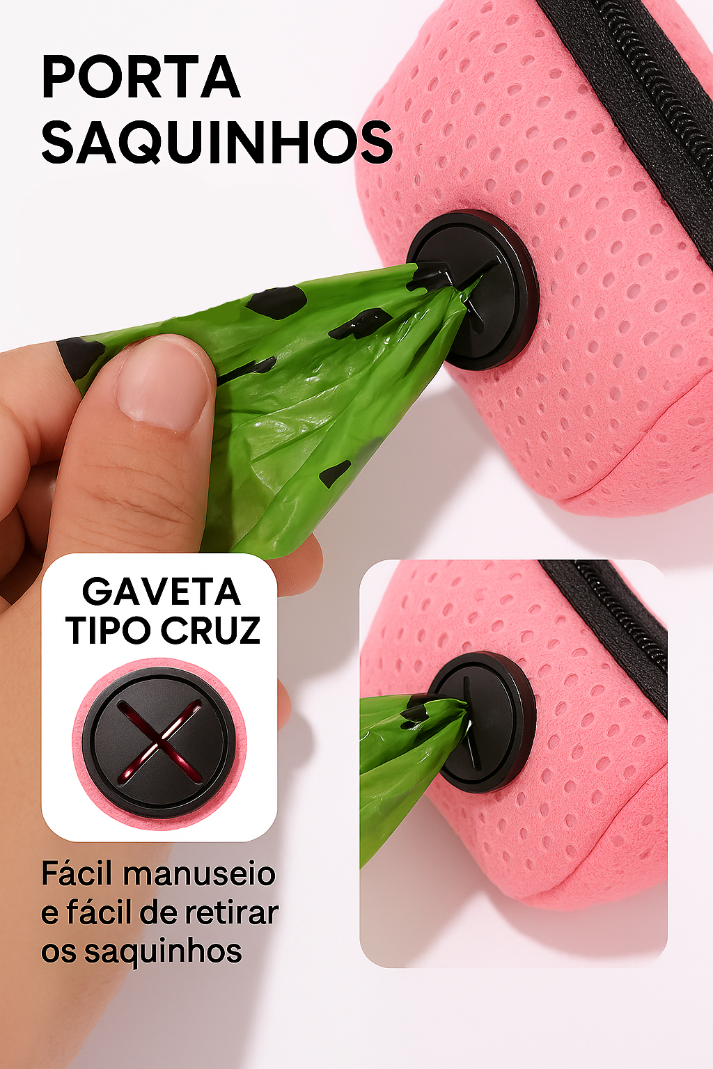 Chaveiro Porta Saquinhos Descartáveis para Cães com Dispensador Portátil e Seguro