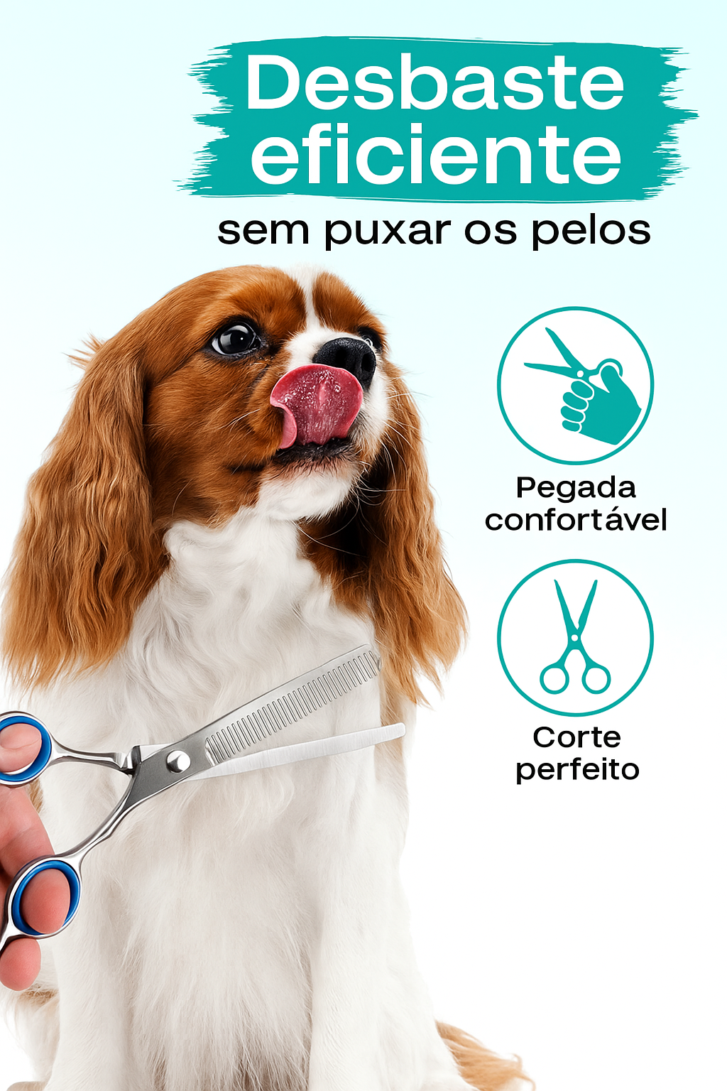 Tesoura 5 em 1 Pet Profissional Inox – Corte Seguro e Preciso