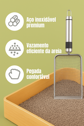 Pá de Areia Inoxidável para Gatos e Cães – Alça Reforçada