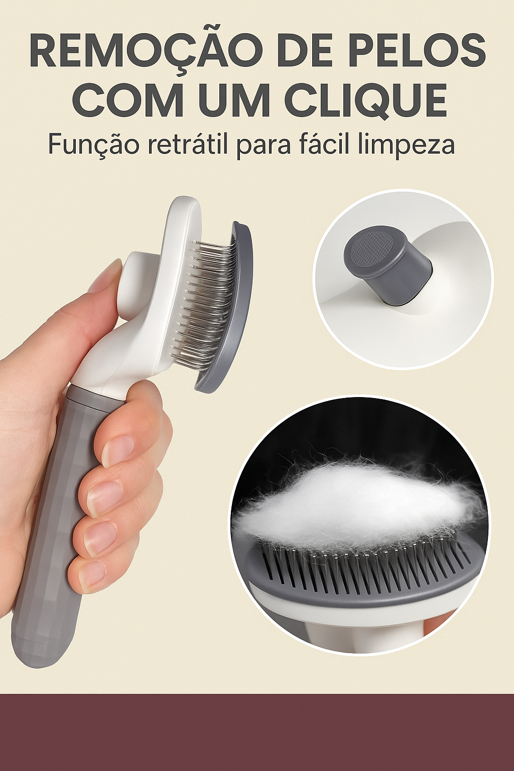 Pente Autolimpeza para Remoção de Pelos – Cães e Gatos