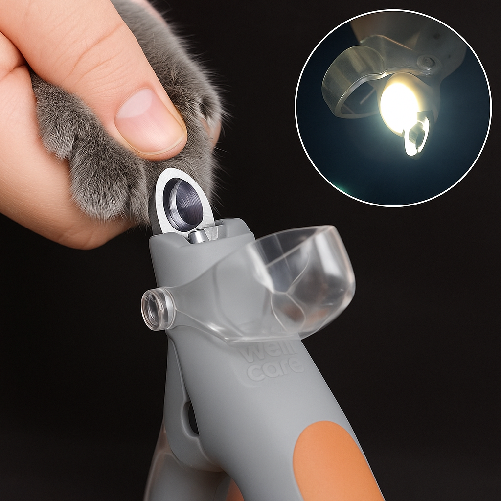 Aparador de Unhas para Pets com LED e Corte Seguro - Cães e Gatos
