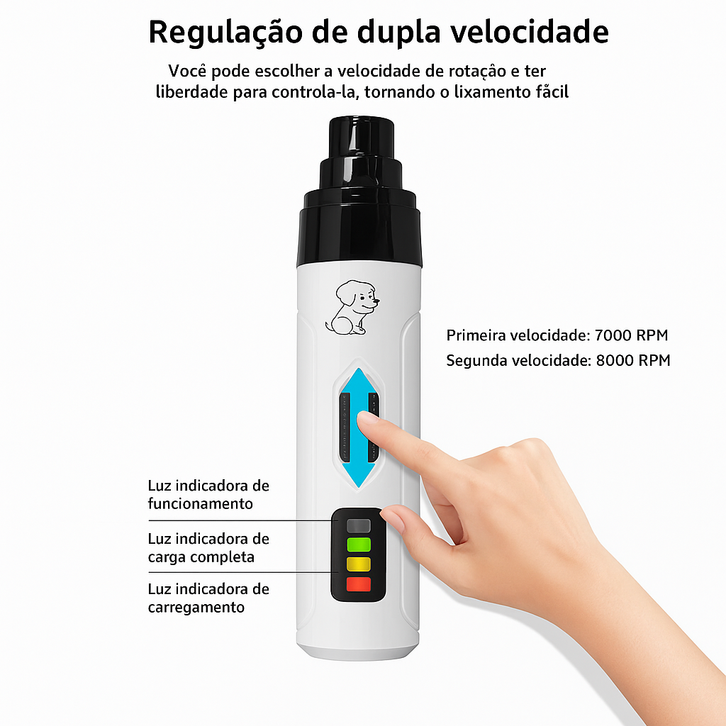 Moedor de Unhas Elétrico Pet USB - Corte Preciso e Seguro
