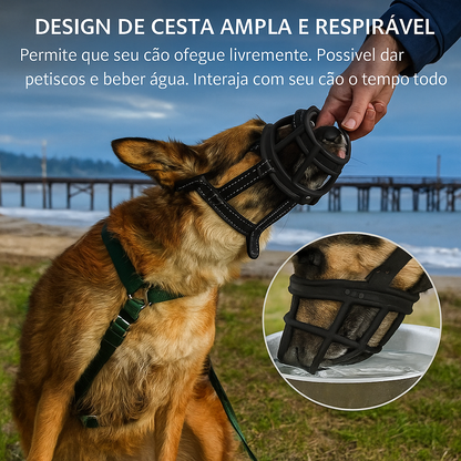 Focinho Antimordida Ajustável e Respirável p/ Cães