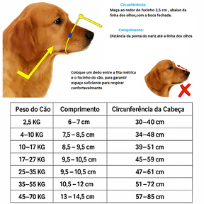Focinho Antimordida Ajustável e Respirável p/ Cães