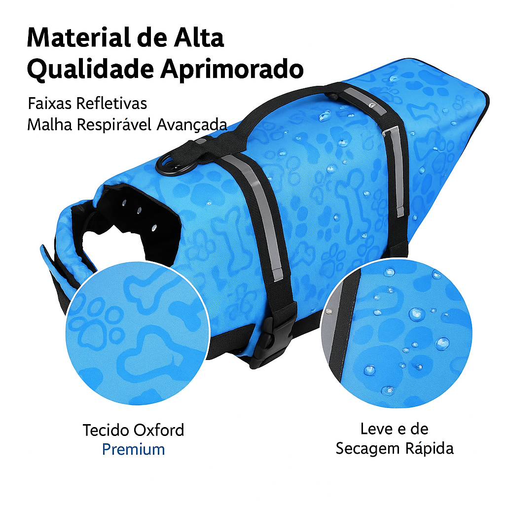 Colete Salva-Vidas para Cães com Alça, Refletivo e Ajustável