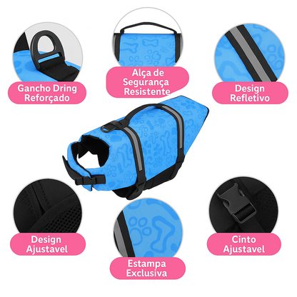 Colete Salva-Vidas para Cães com Alça, Refletivo e Ajustável