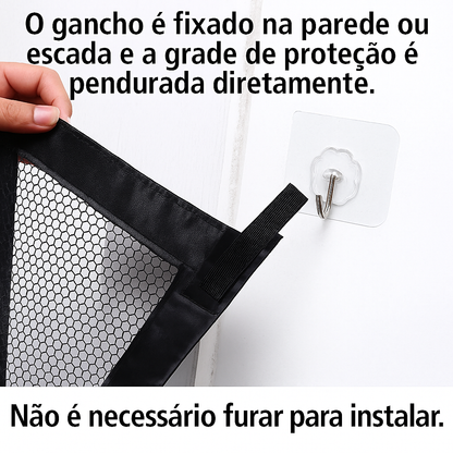 Barreira para Cães Dobrável com Rede Respirável e Ganchos – Porta de Segurança para Pets