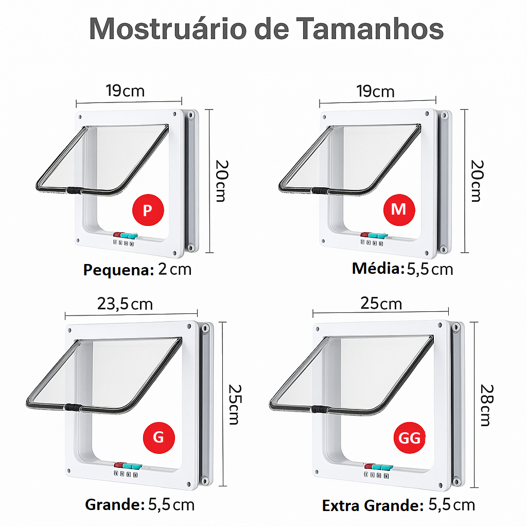 Porta Inteligente para Pets 4 Vias | Trava Segura para Cães e Gatos