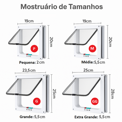 Porta Inteligente para Pets 4 Vias | Trava Segura para Cães e Gatos