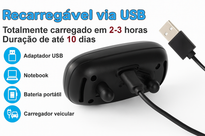 Coleira Antilatido Ultrassônica USB Ajustável p/ Cães